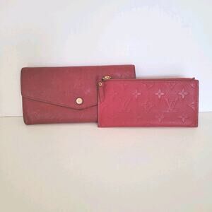 Louis Vuitton Curieuse Red Monogram Empriente Long Wallet Clutch & Pouch Set